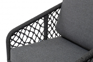«Канны» диван 2-ый из роупа узелкового плетения, каркас алюминий темно-серый, роуп темно-серый